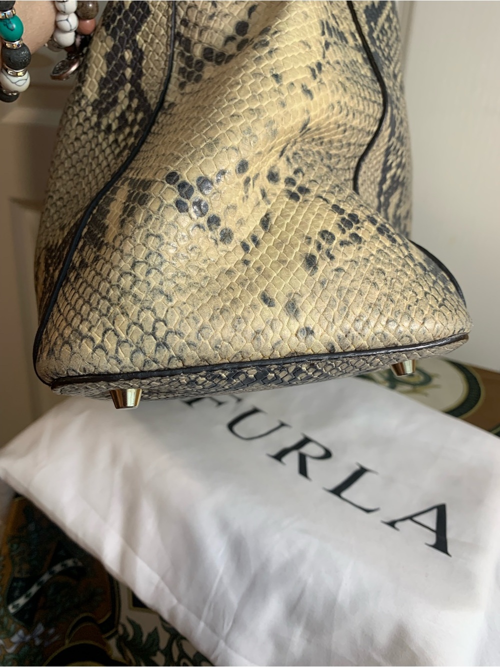 Furla Python embossed Leather Tote/satchel - Picture 10 of 15